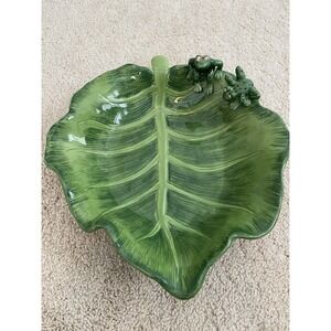 Vintage Lotus Frog Serving‎ Bowl Tray Green Frogs